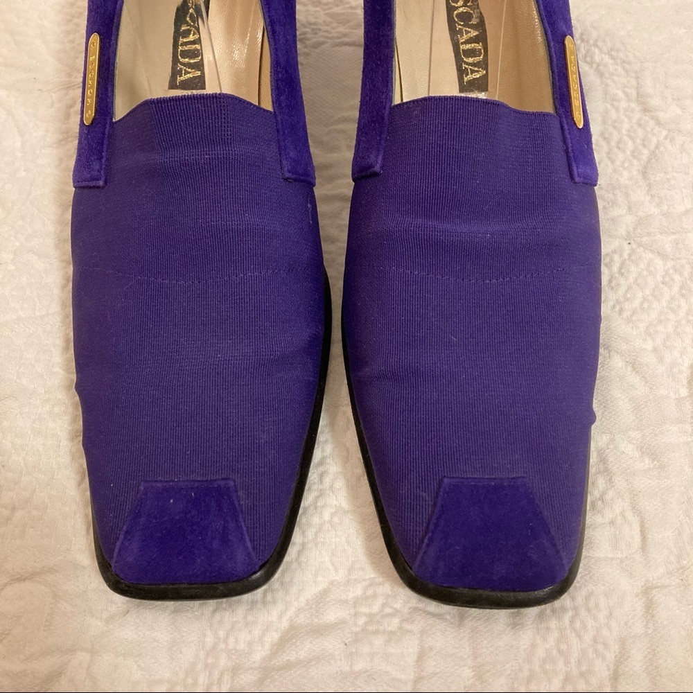 Vintage Escada purple pumps velvet square toe 8.5 - Picture 4 of 9